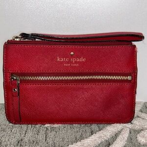 Pre loved Kate Spade Mika’s leather  pond bee red wristlet